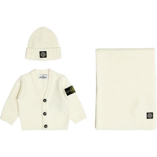 Stone Island Junior buttoned logo-detailed cardigan (set of three) - bianco