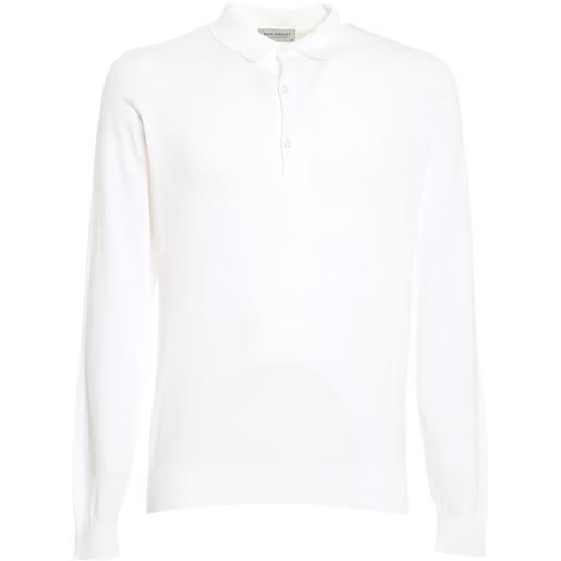 John Smedley polo in cotone con ricamo logo - bianco