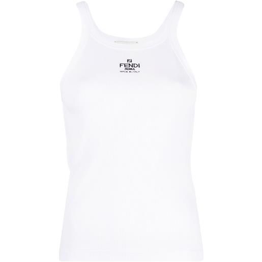 FENDI canotta con ricamo - bianco