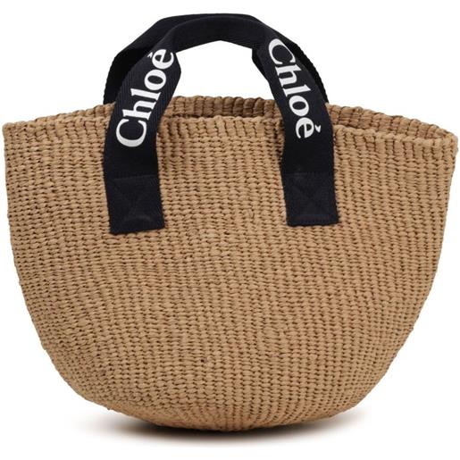Chloé Kids borsa con logo - toni neutri