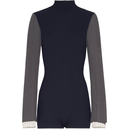 Jean Paul Gaultier body a maniche lunghe - blu