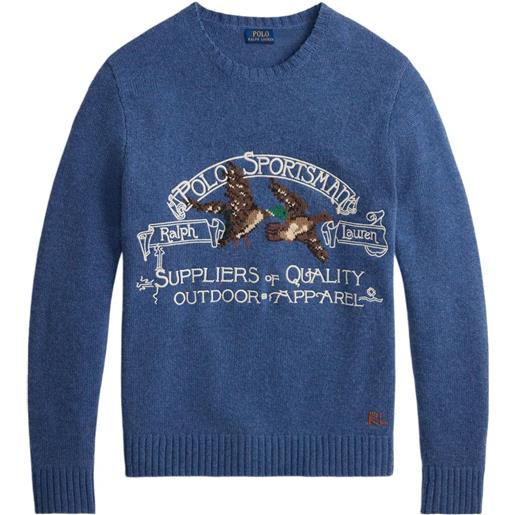 Polo Ralph Lauren maglione sportsman con ricamo - blu