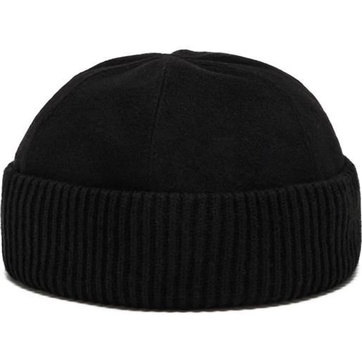 Giorgio Armani ribbed-trim beanie hat - nero