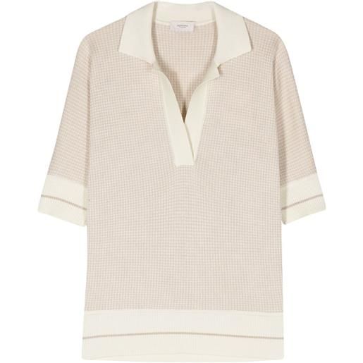 Agnona polo con motivo pied-de-poule - toni neutri