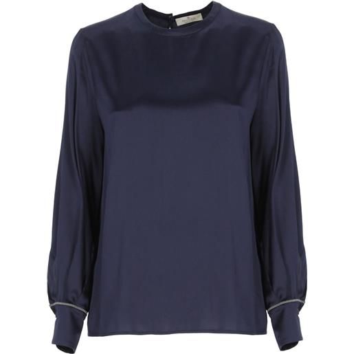 PANICALE rhinestone-embellishment silk blouse - blu