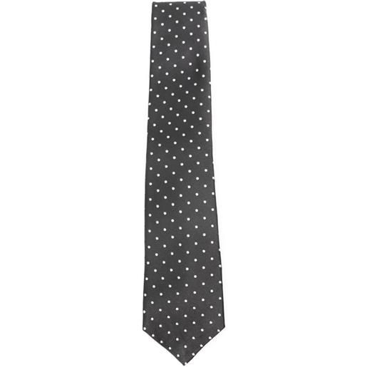 Kiton polka-dot silk tie - nero