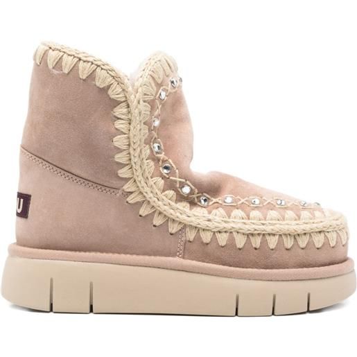 Mou strass-embellished crochet boots - toni neutri