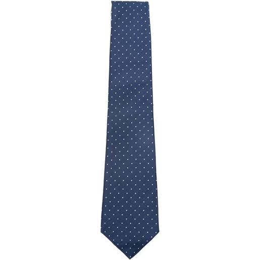 Kiton polka-dot silk tie - blu