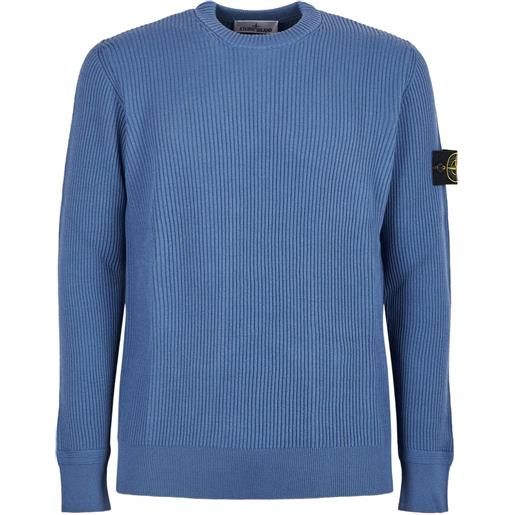 Stone Island ribbed log-patch sweater - blu