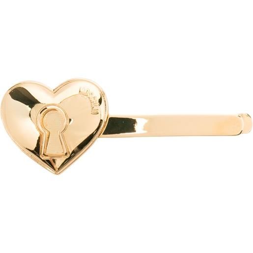 Moschino fermacapelli con lucchetto a cuore - oro