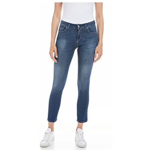 Replay jeans donna faaby slim fit elasticizzati, blu (medium blue 009), w32 x l28