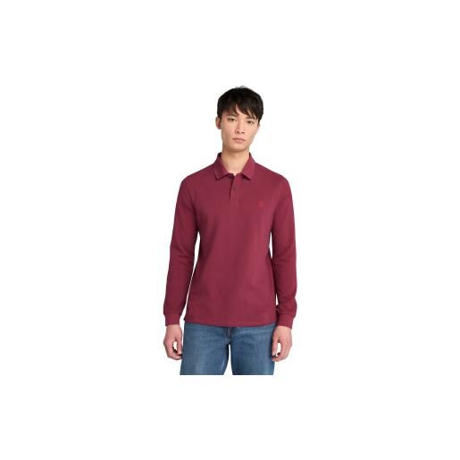 Timberland per uomo. Tb0a6vd26481 polo millers river bordeaux [3291151], casual, granata, cotone, manica lunga