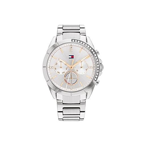 Tommy Hilfiger orologio analogico multifunzione al quarzo da donna con cinturino in acciaio inossidabile argentato - 1782384