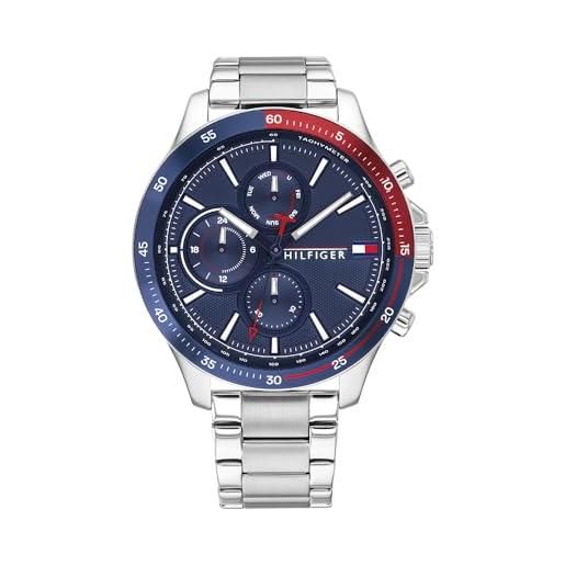 Tommy Hilfiger orologio analogico multifunzione al quarzo da uomo con cinturino in acciaio inossidabile argentato - 1791718