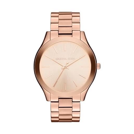 Michael Kors orologio slim runway da donna, movimento al quarzo a tre lancette da 42 mm con cinturino in acciaio inossidabile, 42 mm, tono oro rosa e rosa chiaro