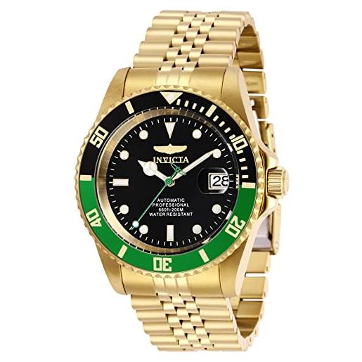 Invicta pro diver - orologio da uomo in acciaio inossidabile con movimento automatico - 42 mm, oro / verde