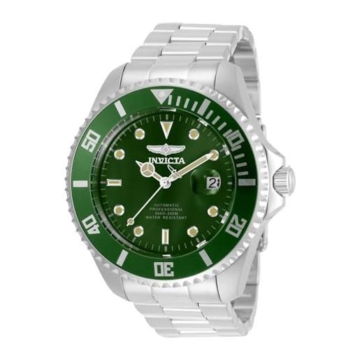Invicta pro diver - orologio da uomo in acciaio inossidabile con movimento automatico - 47 mm, argento/verde