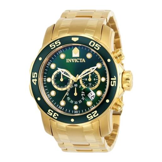 Invicta pro diver orologio da uomo in acciaio inossidabile con movimento quarzo - 48mm, oro / verde