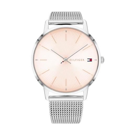 Tommy Hilfiger orologio da donna 40mm al quarzo - quadrante blush sunray, bracciale in maglia di acciaio inossidabile - 1782244