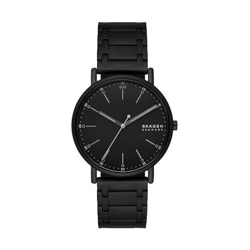 Skagen orologio signatur per uomo, movimento al quarzo a tre lancette con cinturino in acciaio inossidabile, 40 mm, nero jet