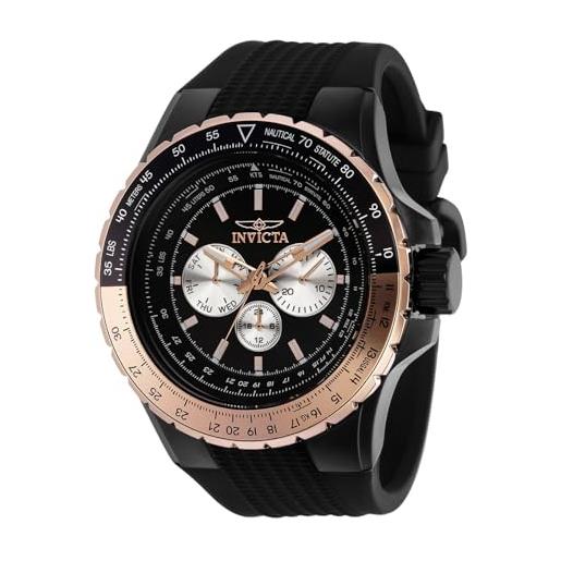 Invicta aviator orologio da uomo in acciaio inossidabile con movimento quarzo - 50mm, oro nero/rosa