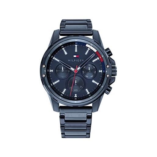 Tommy Hilfiger orologio multifunzione analogico al quarzo da uomo con cinturino in acciaio inossidabile o in silicone