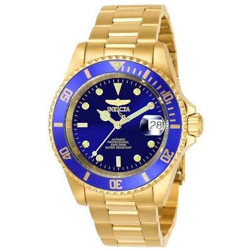 Invicta pro diver - orologio da uomo in acciaio inossidabile con movimento automatico - 40 mm, oro / blu