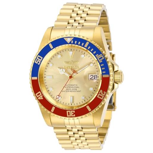 Invicta pro diver 29183 orologio da uomo - impermeabile - analogico - movimento automatico - acciaio inossidabile con quadrante oro - 42mm