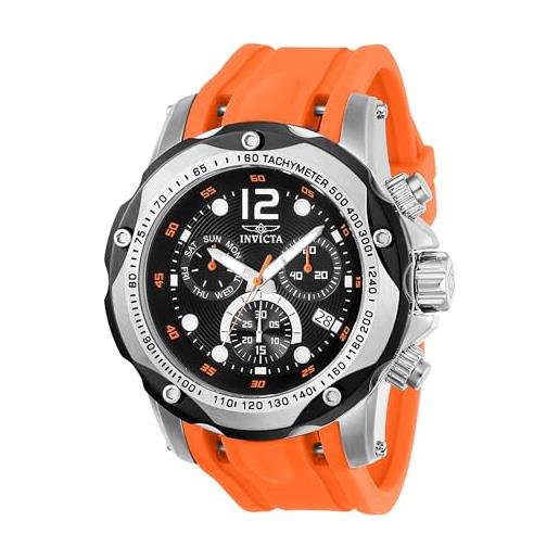 Invicta speedway orologio da uomo in acciaio inossidabile con movimento quarzo - 51mm, argento/arancione