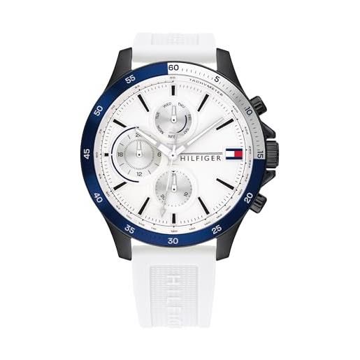 Tommy Hilfiger orologio analogico multifunzione al quarzo da uomo con cinturino in silicone bianco - 1791723