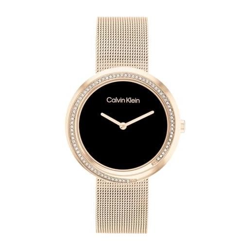 Calvin Klein orologio analogico al quarzo da donna collezione twist con cinturino in maglia metallica in acciaio inossidabile color oro rosso - 25200151