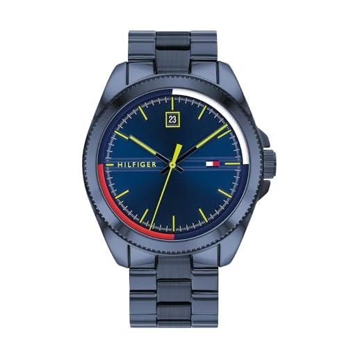 Tommy Hilfiger orologio analogico al quarzo da uomo con cinturino in acciaio inossidabile blu - 1791689