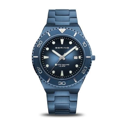 BERING 18940-797 reloj de cuarzo para hombre con caja de acero inoxidable de 43 mm con acabado en azul, esfera azul, brazalete y detalles inoxidable, resistencia al agua de 10 atm, 13940-525