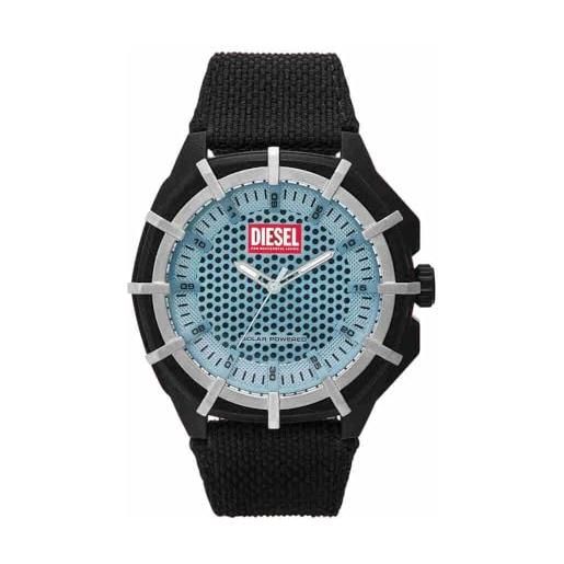 Diesel orologio analogico al quarzo uomo con cinturino in pelle dz4679, nero e blu