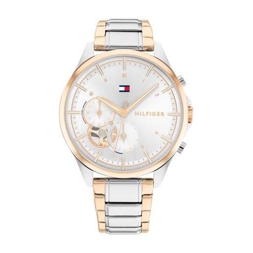 Tommy Hilfiger orologio analogico multifunzione al quarzo da donna con cinturino in acciaio inossidabile bicolore - 1782415