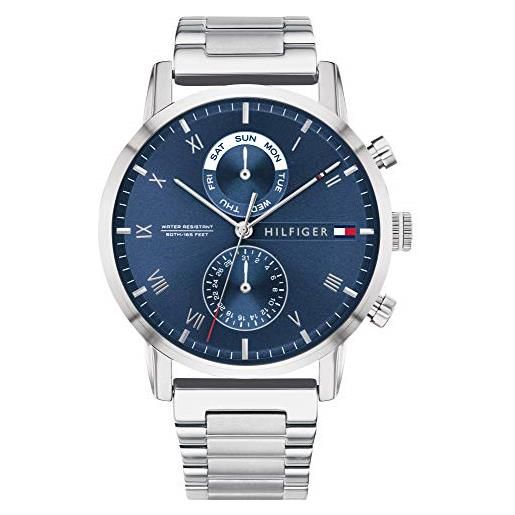 Tommy Hilfiger orologio analogico multifunzione al quarzo da uomo con cinturino in acciaio inossidabile argentato - 1710401