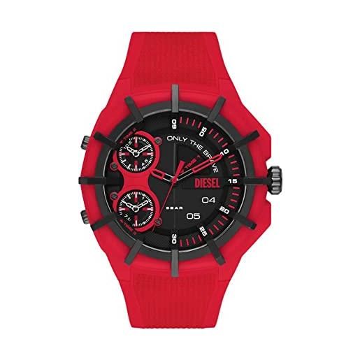Diesel orologio framed da uomo, movimento a tre lancette, cassa in nylon multi da 51 mm con cinturino in silicone, dz1989