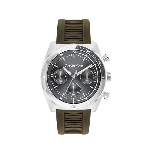 Calvin Klein orologio analogico multifunzione al quarzo da uomo collezione ck flex con cinturino in silicone verde - 25200469