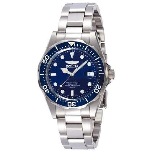 Invicta pro diver orologio da in acciaio inossidabile con movimento quarzo - 37mm, argento / blu