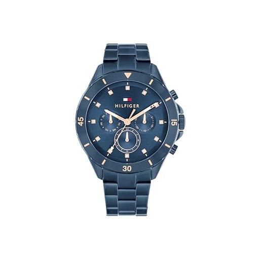 Tommy Hilfiger orologio analogico multifunzione al quarzo da donna con cinturino in acciaio inossidabile blu - 1782743