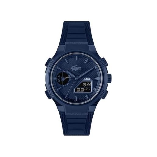 Lacoste orologio quarzo multifunzione analogico-digitale da uomo collezione lc33 con cinturino in silicone blu navy - 2011448