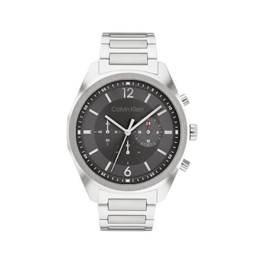 Calvin Klein orologio con cronografo al quarzo da uomo collezione ck force con cinturino in acciaio inossidabile argentato - 25200264
