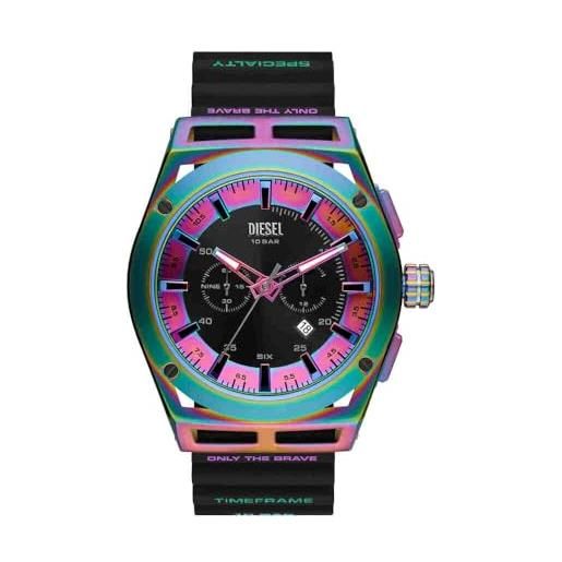 Diesel orologio timeframe da uomo, movimento cronografo, cassa multi in acciaio inossidabile da 48 mm con cinturino in silicone, dz4547