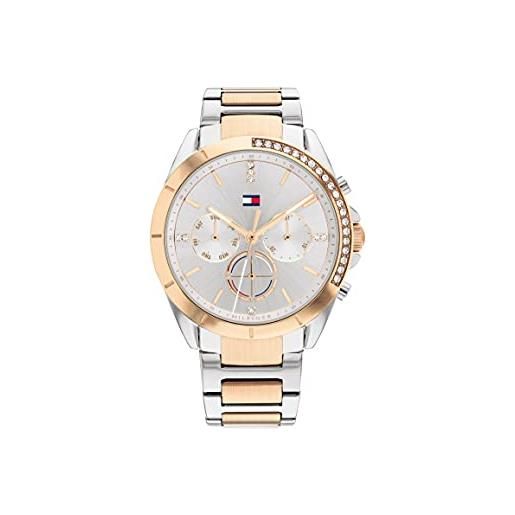 Tommy Hilfiger orologio analogico multifunzione al quarzo da donna con cinturino in acciaio inossidabile - disponibile in versione oro o argento, gold