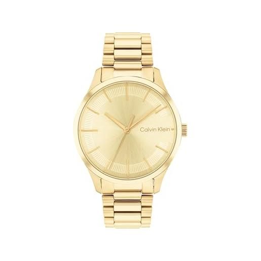 Calvin Klein orologio analogico al quarzo per uomo e donna collezione iconic bracelet - 40mm con cinturino in acciaio inossidabile di colore dorato - 25200038