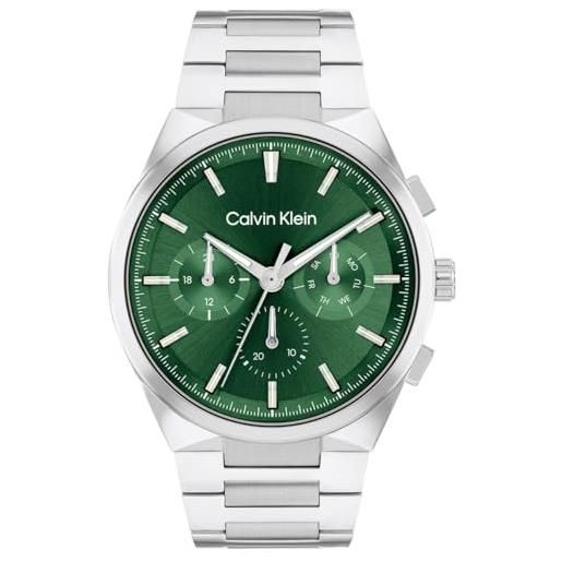 Calvin Klein orologio con movimento al quarzo a tre lancette da uomo collezione distinguish con cinturino in acciaio inossidabile argentato - 25200441