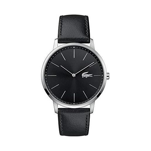 Lacoste orologio analogico al quarzo da uomo collezione moon con cinturino in pelle nero - 2011016