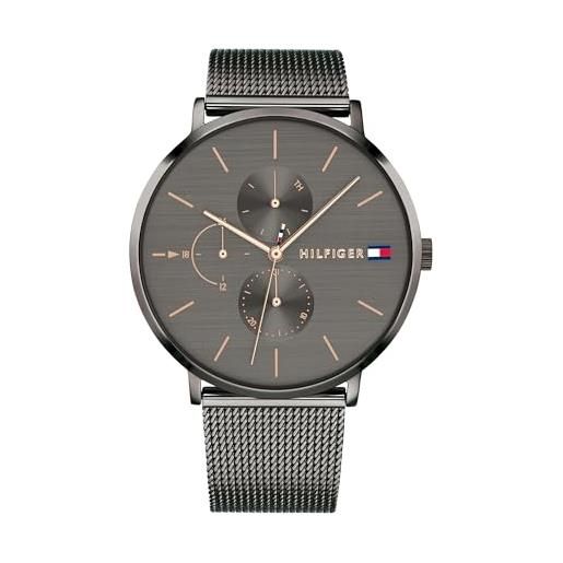 Tommy Hilfiger orologio multifunzionale al quarzo da donna 40mm - quadrante grigio, bracciale in acciaio inossidabile a maglia, 3 sottocadranti, impermeabile 3atm - 1781945