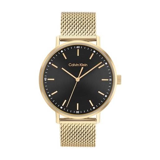 Calvin Klein orologio analogico al quarzo da uomo collezione modern mesh con cinturino in maglia metallica in acciaio inossidabile di colore dorato - 25200049