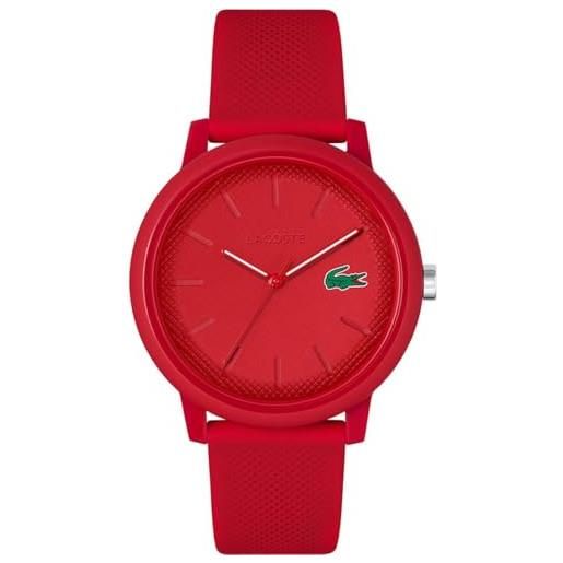 Lacoste orologio analogico al quarzo da uomo collezione lacoste. 12.12 con cinturino in silicone rosso - 2011173